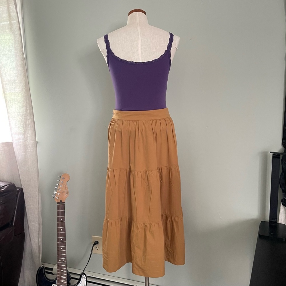 Doen A-Line Skirt in Mustard Brown - Picture 6 of 8
